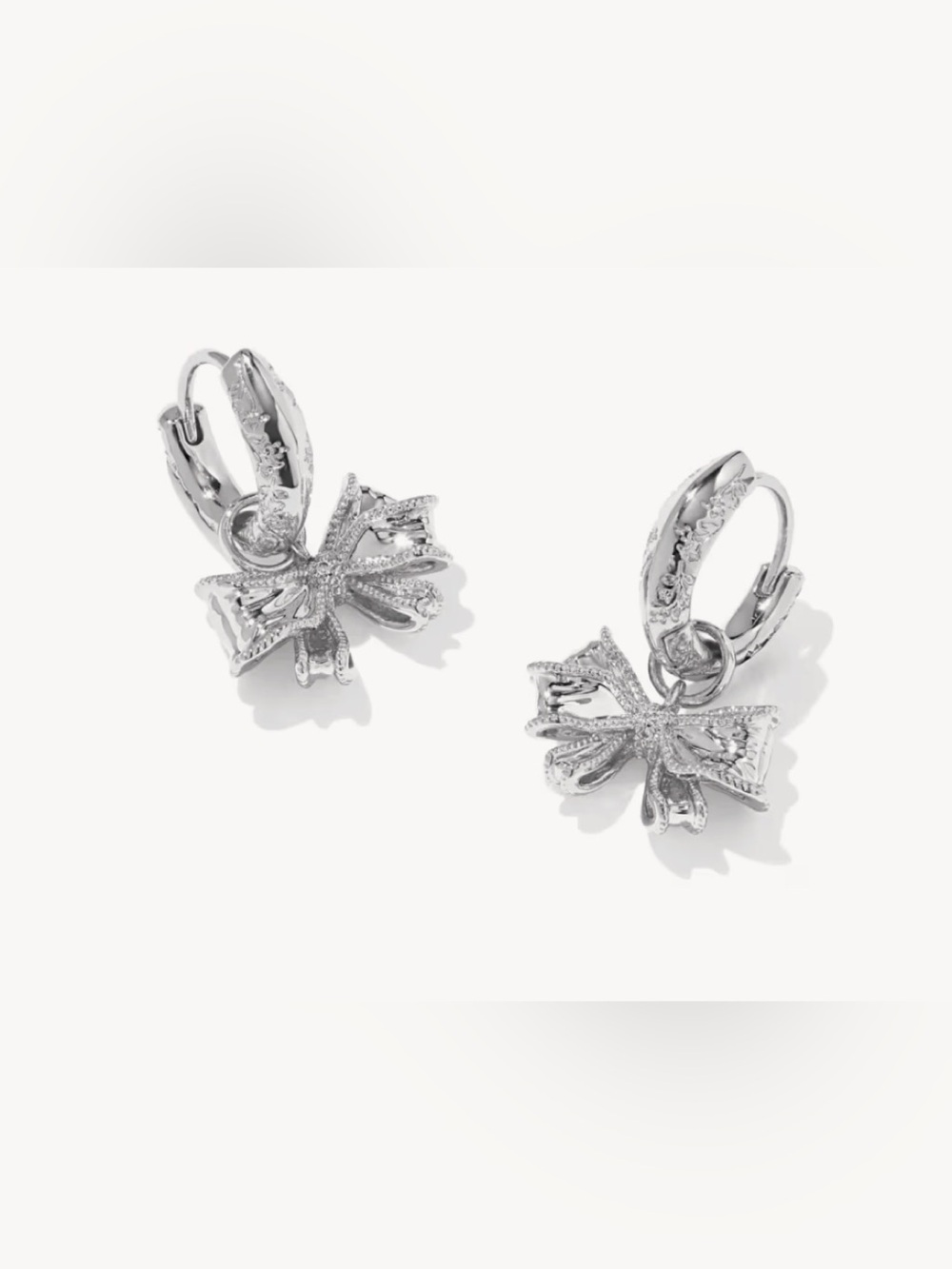 Kendra Scott x LoveShackFancy Silver Bow Drop Convertible Huggie Earrings